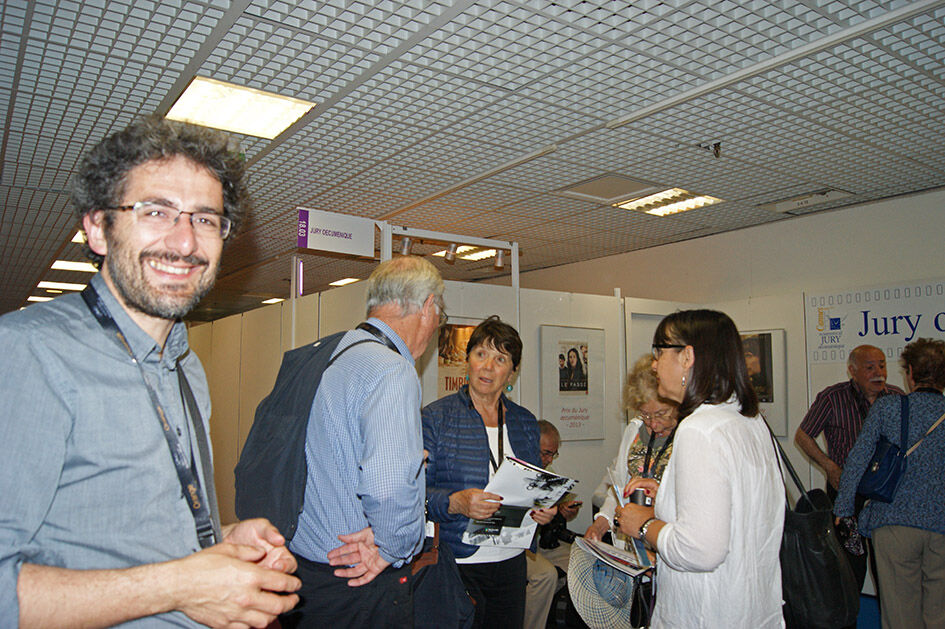 Discussion au stand