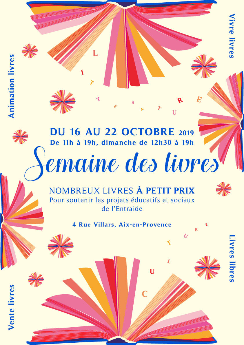 Affiche braderie de livres à Aix 2019
