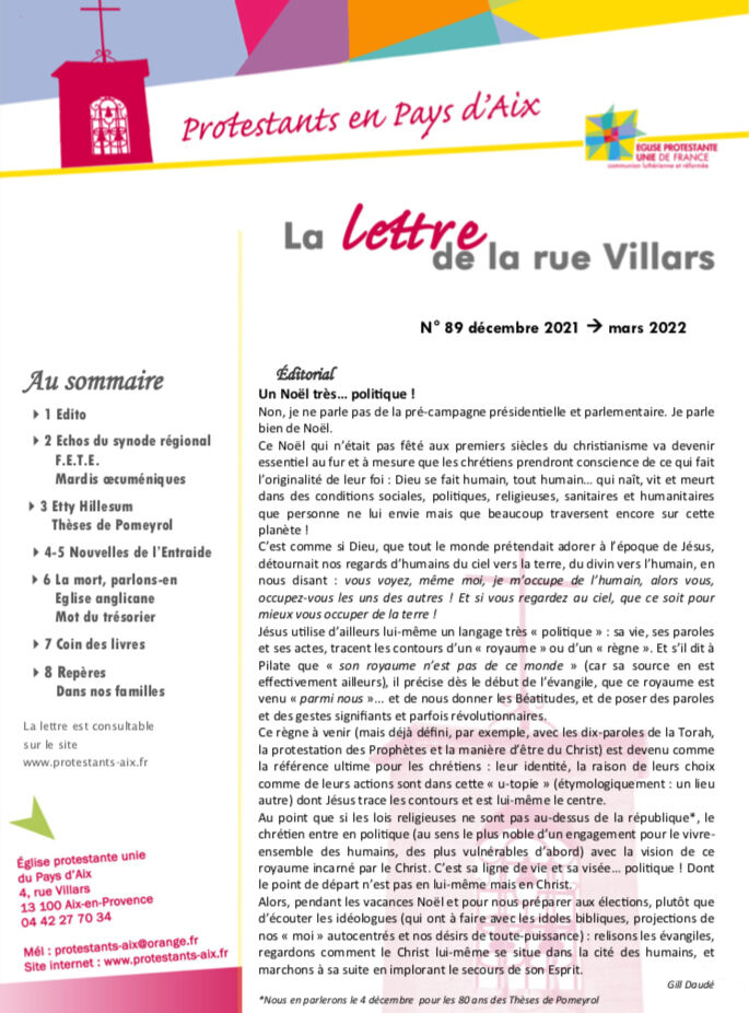 Lettre de la Rue Villars